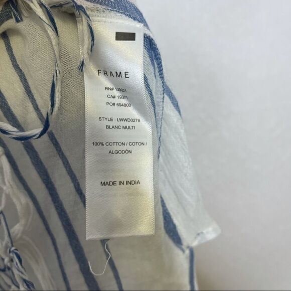 FRAME Striped Cotton Gauze Cover Up Dress One Size - Picture 8 of 10